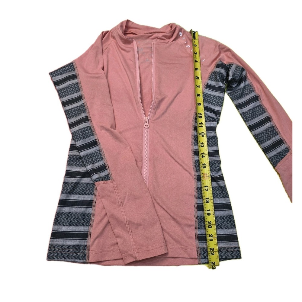 Rip Curl Women's M Long Sleeve Rash Guard Zip Front UV Protection Coral‎ Gray